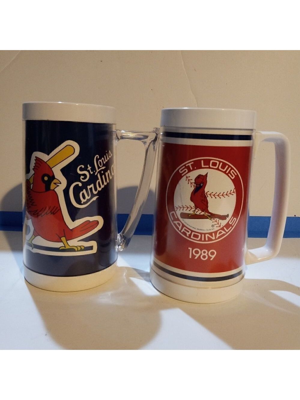 Vintage 1989 and 1970 St Louis Cardinals Bud Light Beer Thermo Mugs